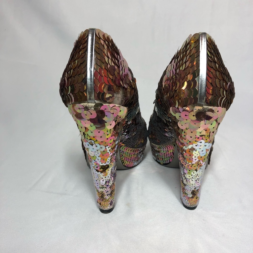 Miu Miu Iridescent Sequin Platform Peep-Toe - image 2